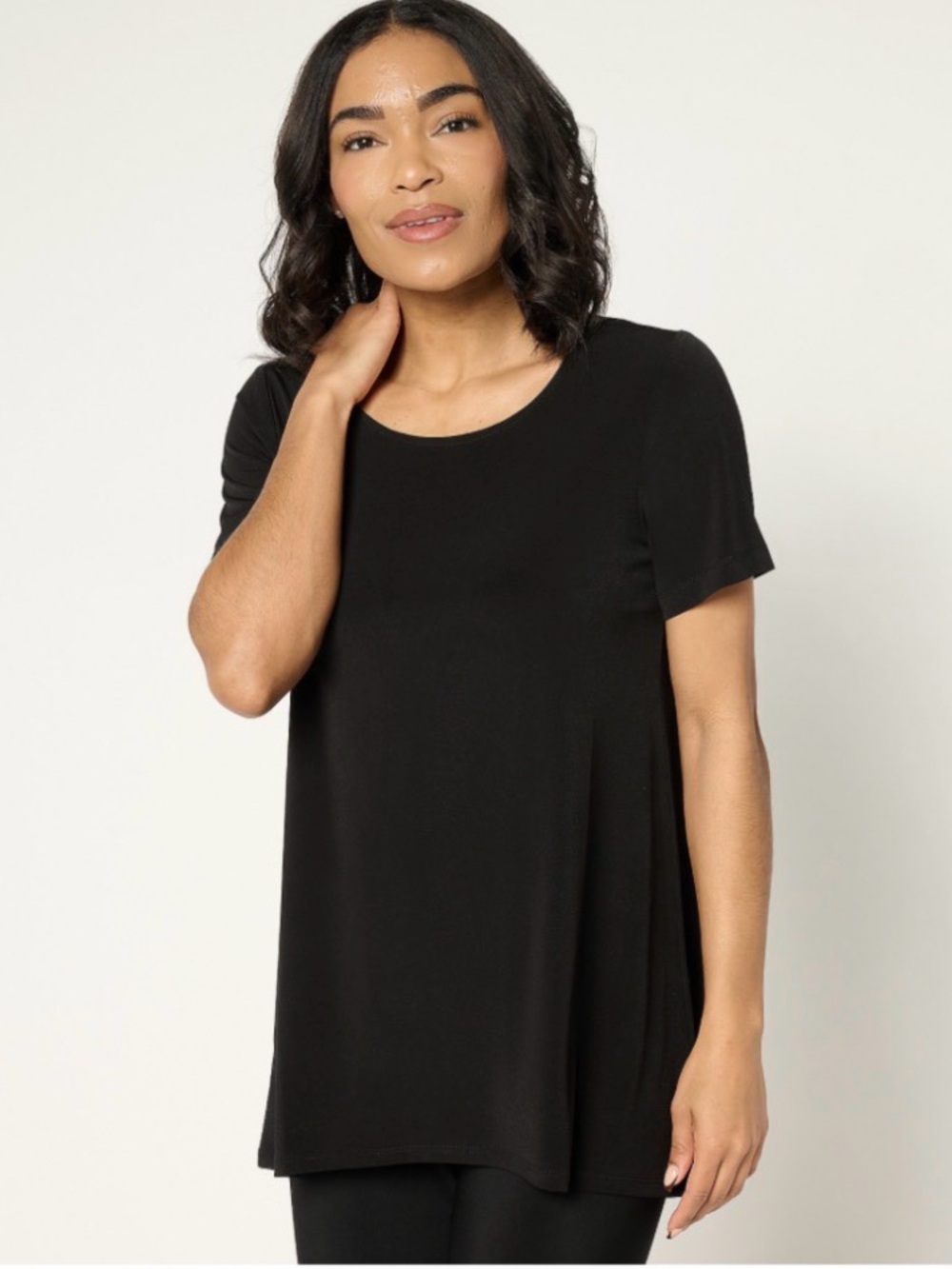 Susan Graver Regular Modern Essentials Liquid Knit A-Line Tunic Size 2X Black